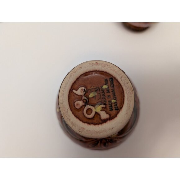 Hand-Painted Austria Brown Ceramic Pitcher Vase  5.5" Tall Vintage - Picture 6 of 7